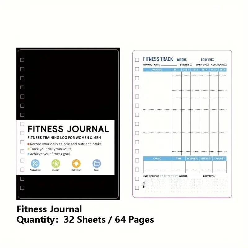 Fitness Nutrition Journal - Caderno Espiral para Exercícios Diários e